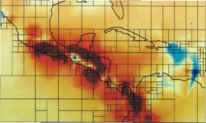 P-Wave Tomography along the Middle American Trench 300 km deep